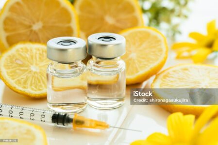 syringe, vial, beauty injection, anti-aging, vitamin injection, lemon